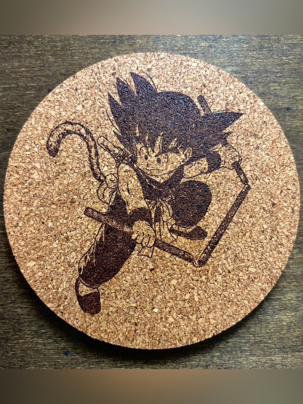 Dragon Ball Kid Goku Laser Engraved Cork Coaster